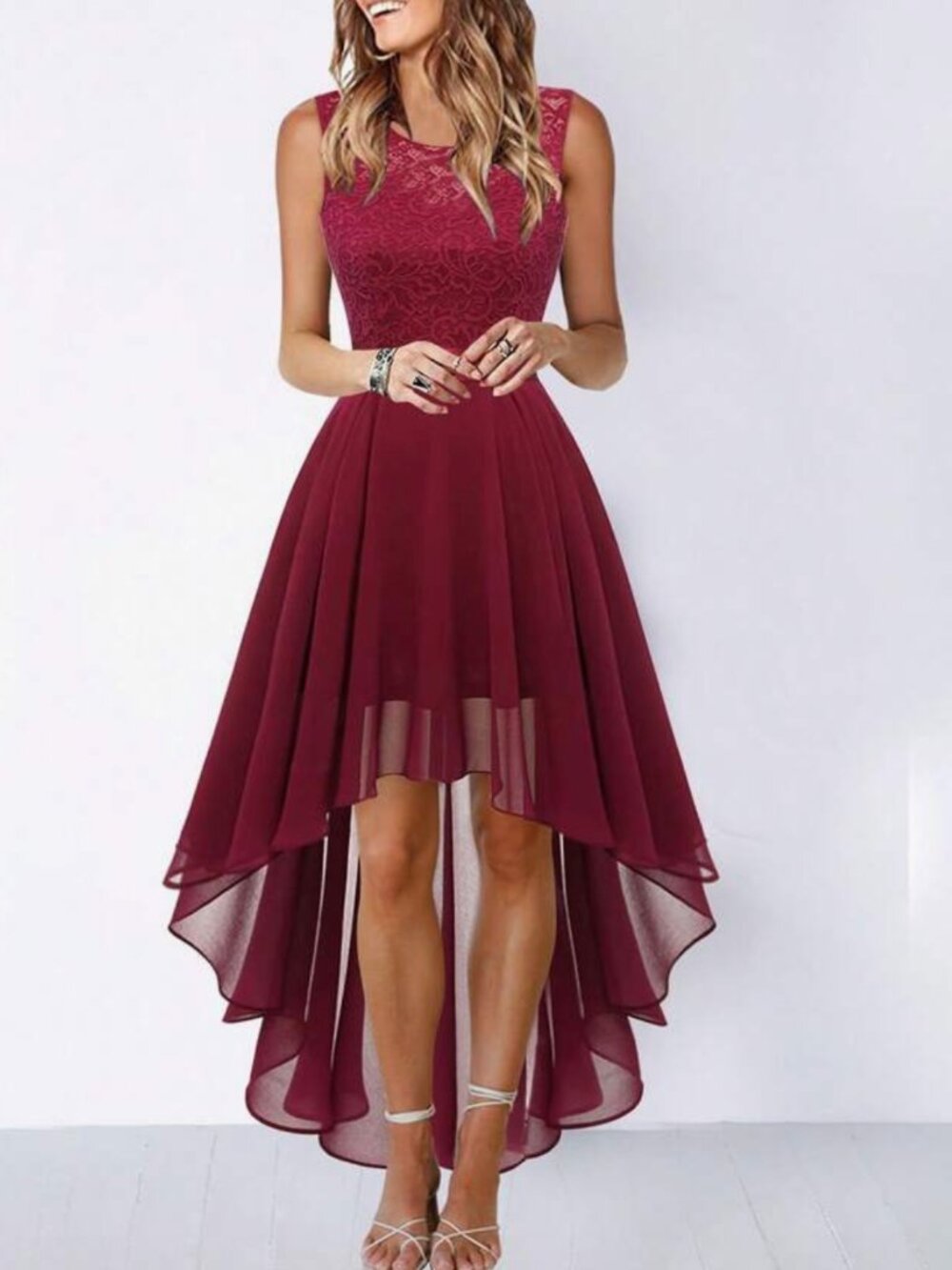 NWT Maroon Lace Top Halter Dress